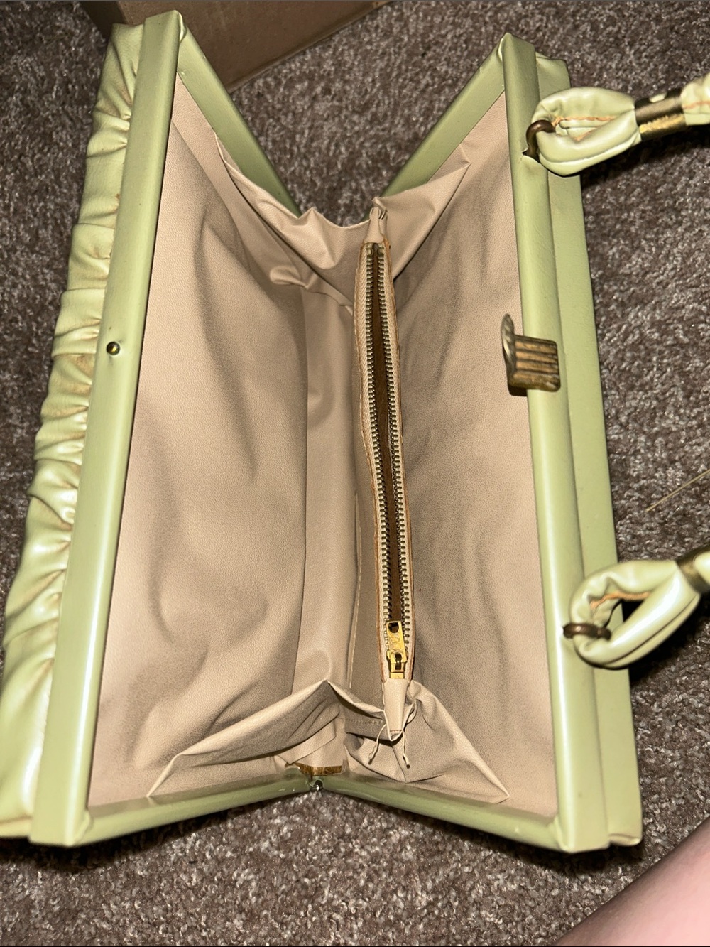 Vintage Light Green Structured Top-Handle Women’s Bag - Picture 4 of 7